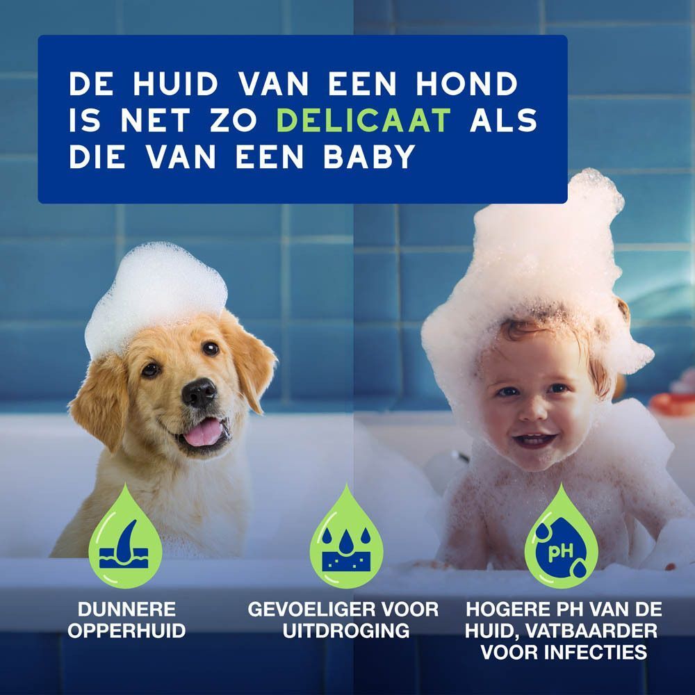 Vergelijking van hondenhuid en babyhuid, beide gevoelig.