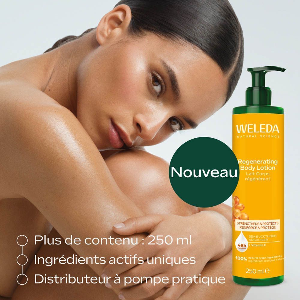 Lait Corps Weleda : Nouveau, 250 ml, ingrédients actifs, distributeur pompe pratique.