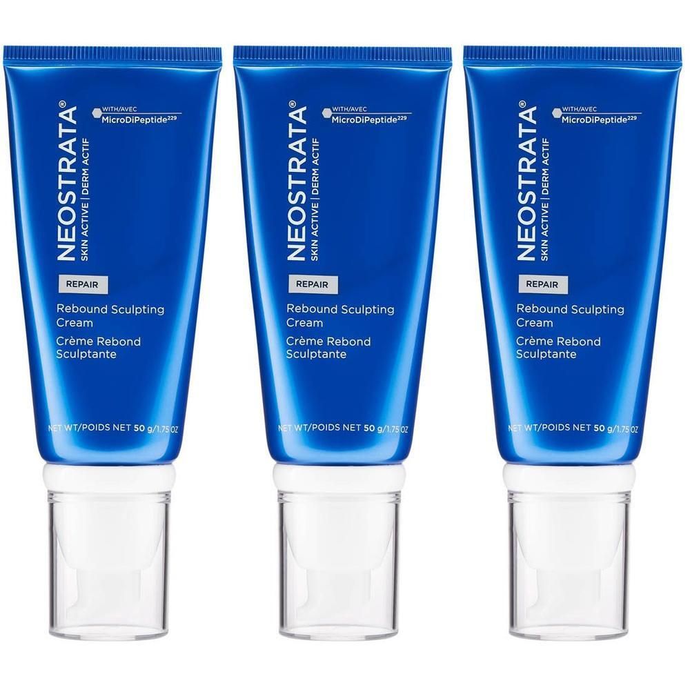 Drie blauwe tubes Neostrata Repair Rebound Sculpting Cream, elk 50g.