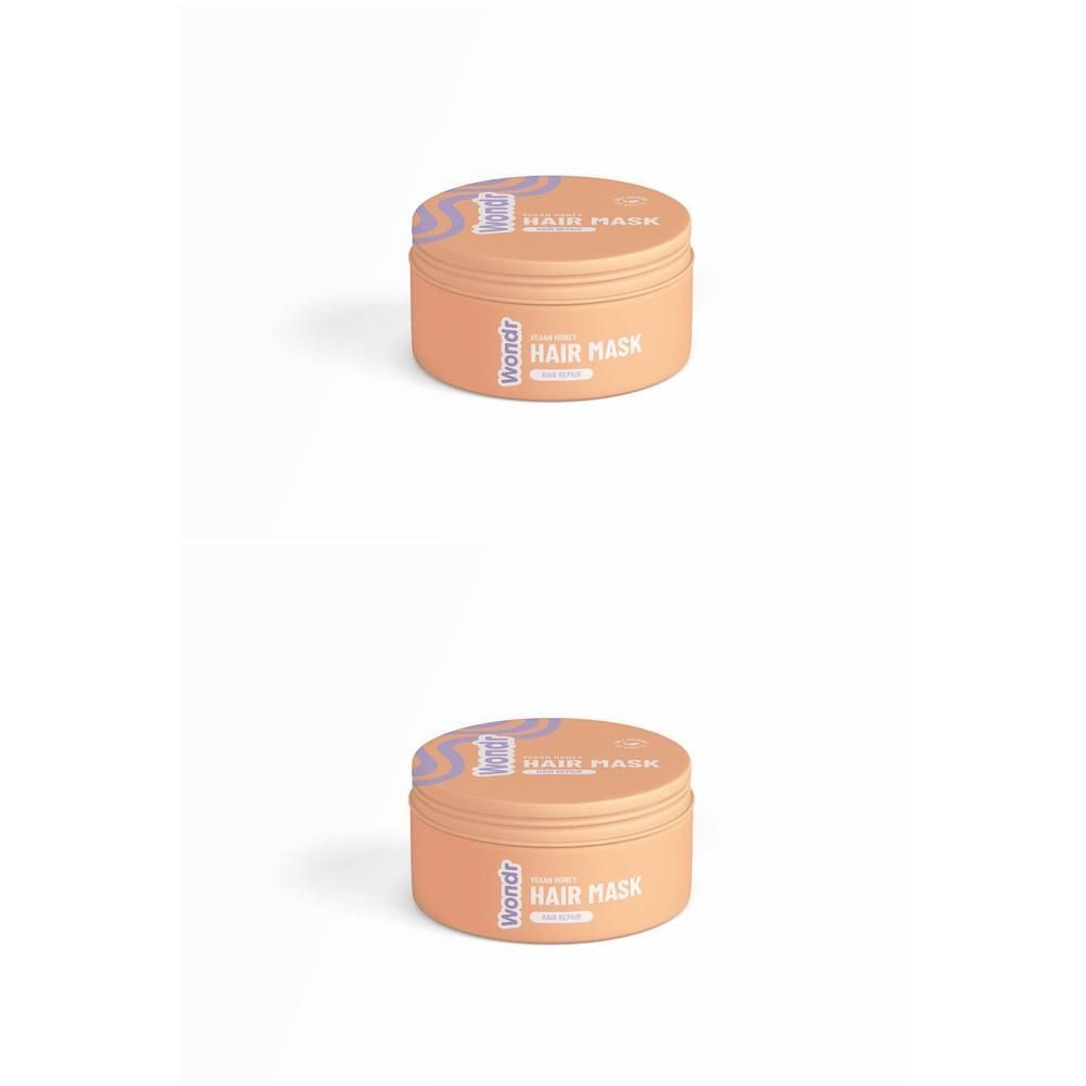 Pot orange contenant le masque capillaire Wondr, végan, miel.