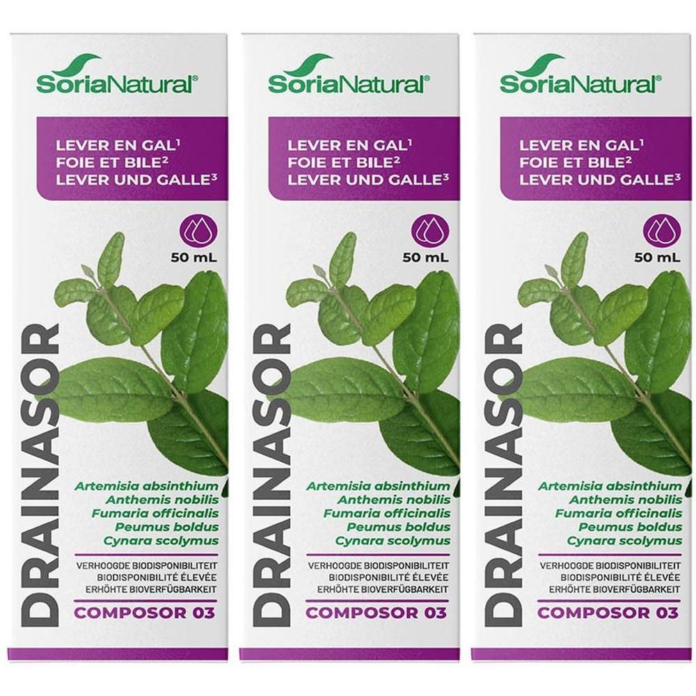 SoriaNatural Drainasor, 50 ml fles met kruiden.