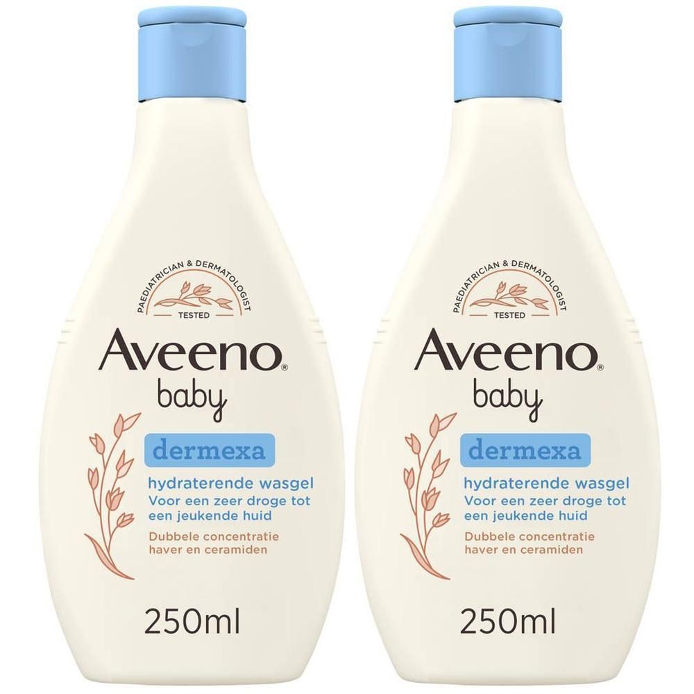 Twee Aveeno Baby Dermexa flessen, 250ml.
