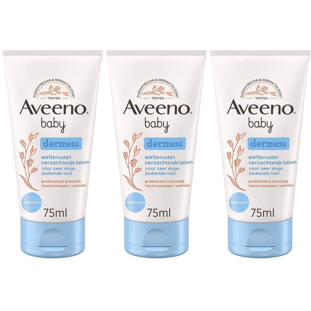 Drie tubes Aveeno Baby Dermexa balsem, 75ml.
