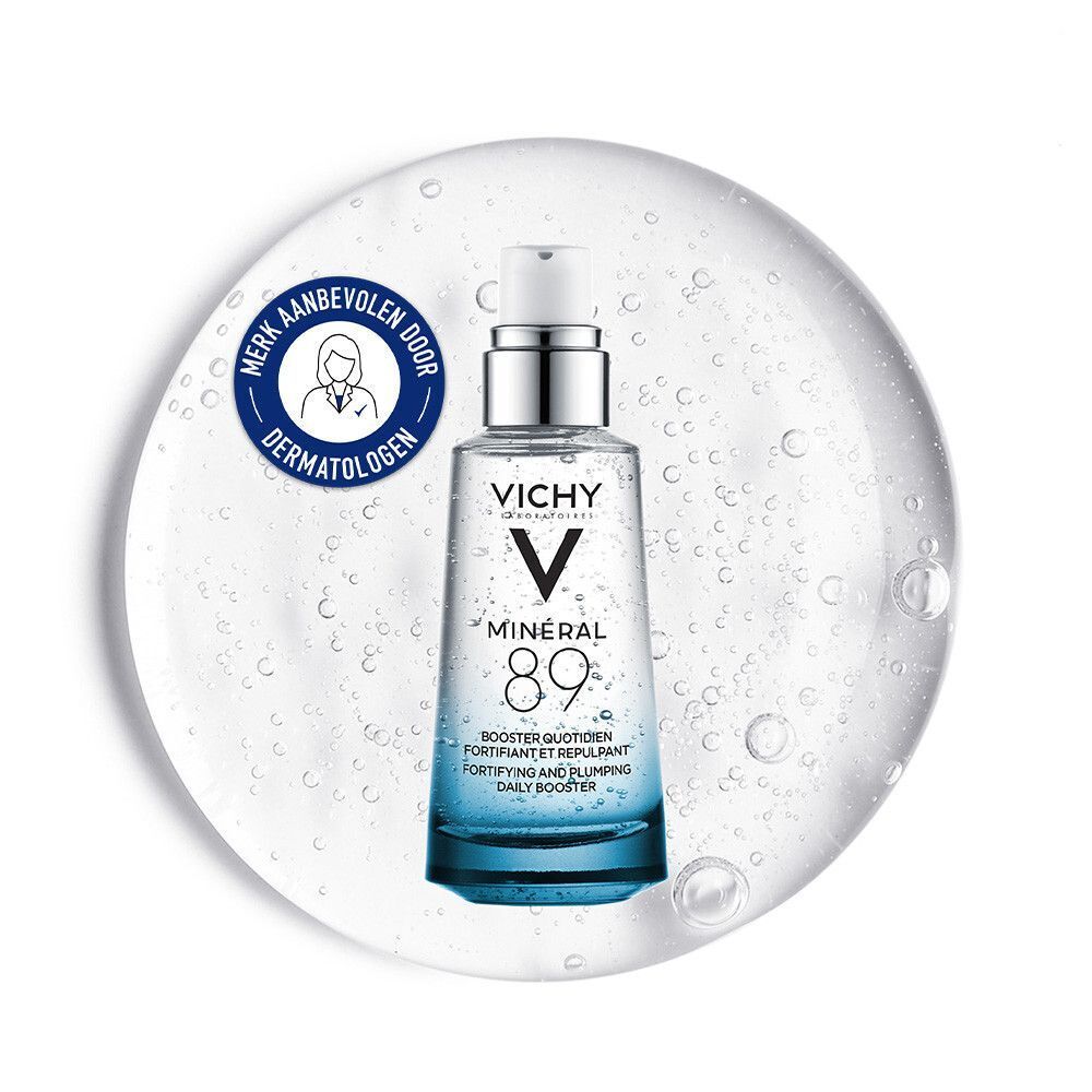 Vichy Mineral 89 Booster in een ontwerp van waterdruppels.