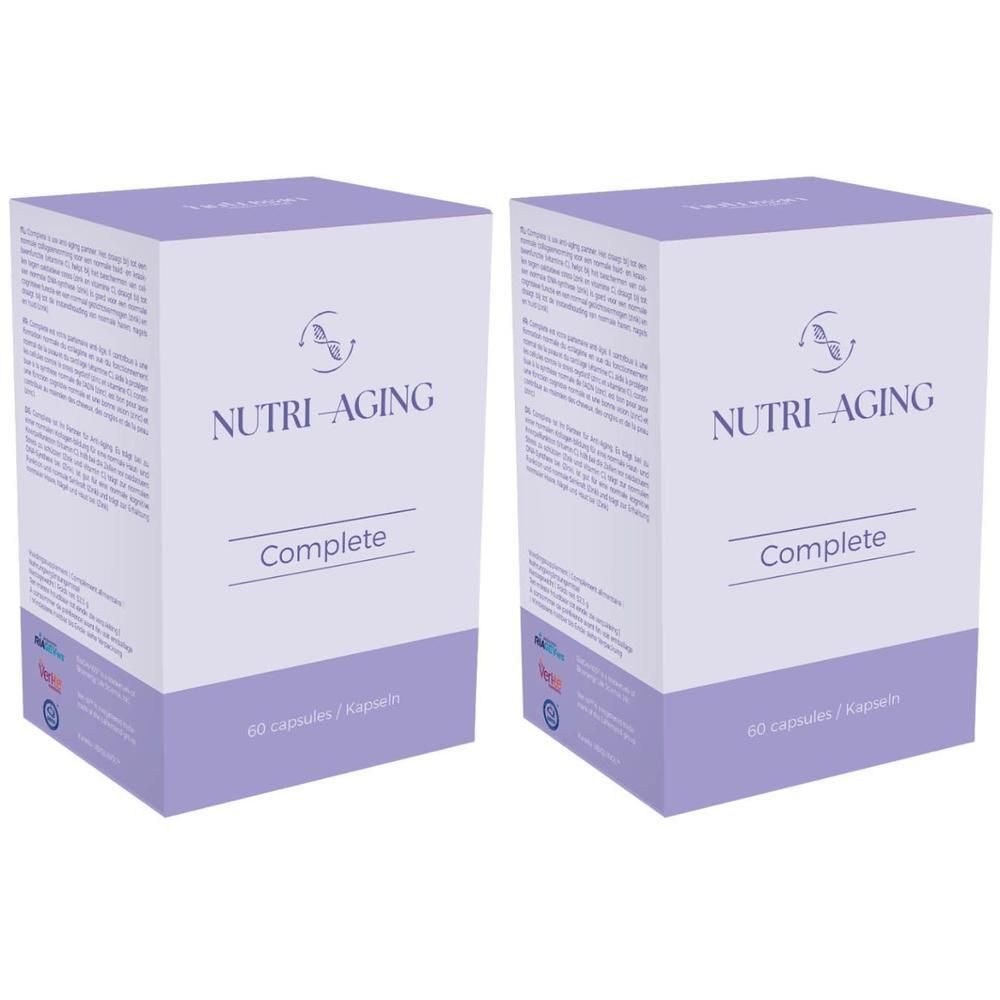 Deux boîtes de Nutri-Aging Complete, chacune contenant 60 gélules.