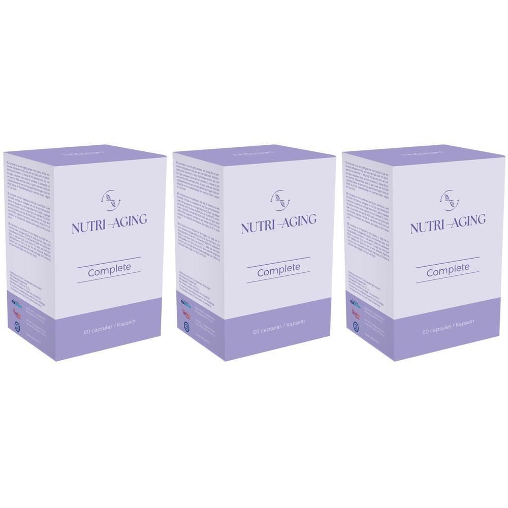 Trois boîtes de Nutri-Aging Complete, chacune contenant 60 gélules.