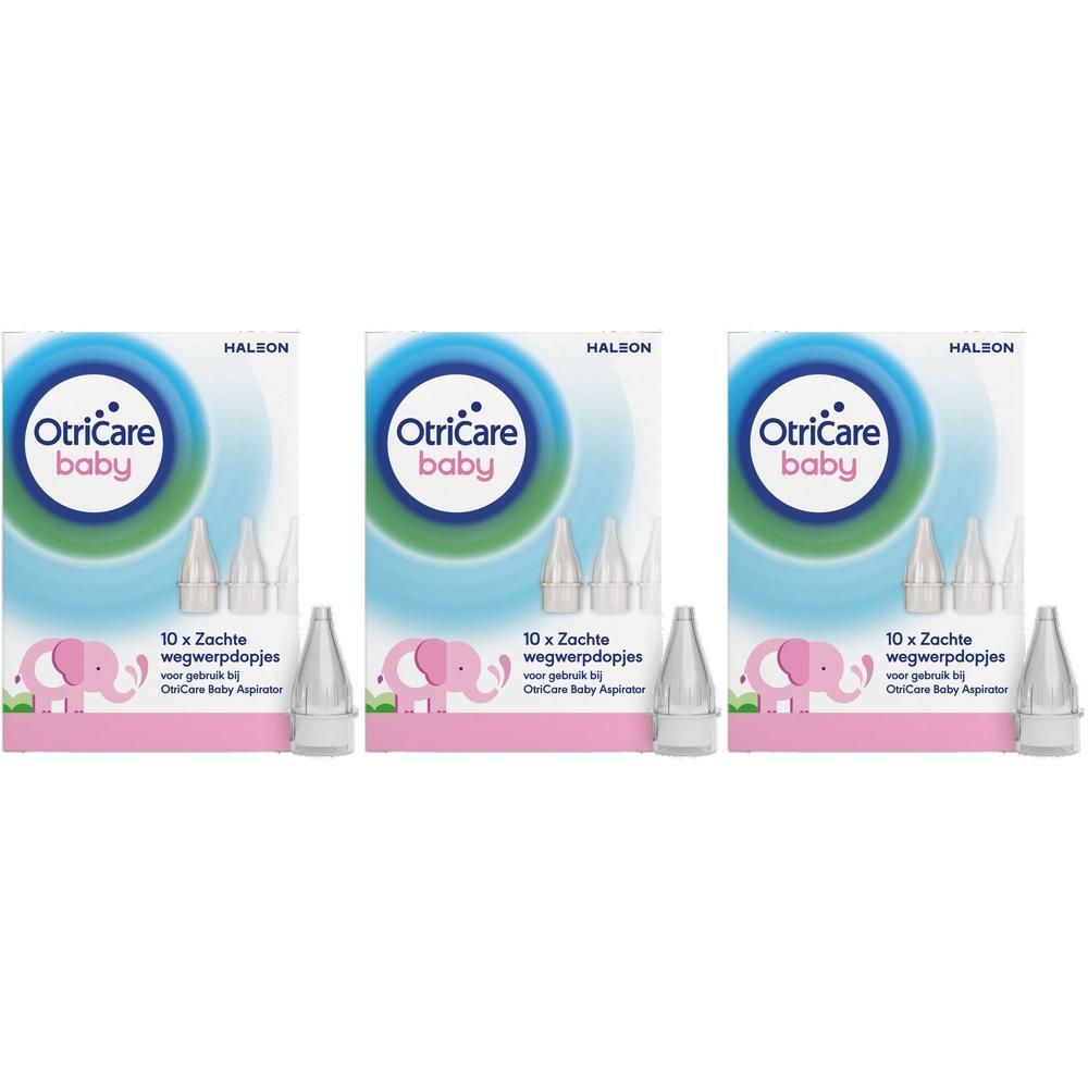 Drie pakken OtriCare Baby neusdoppen, 10 per pak.