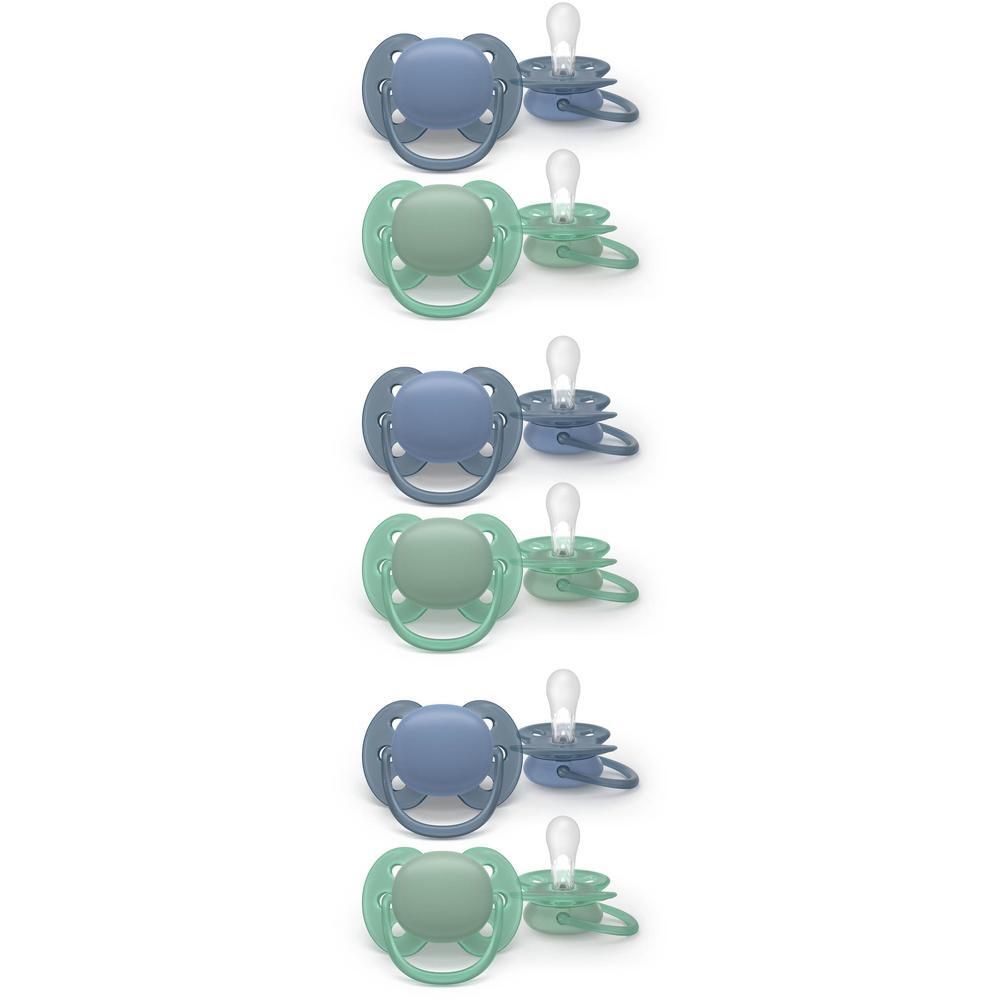 Six sucettes Philips Avent bleues et vertes.