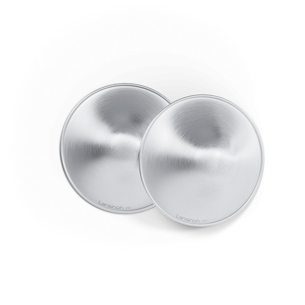 Twee Lansinoh Zilveren tepelhoedjes. 999 puur zilver.