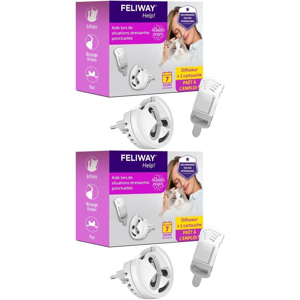 Deux packs FELIWAY Help! diffuseur et recharge pour chats.