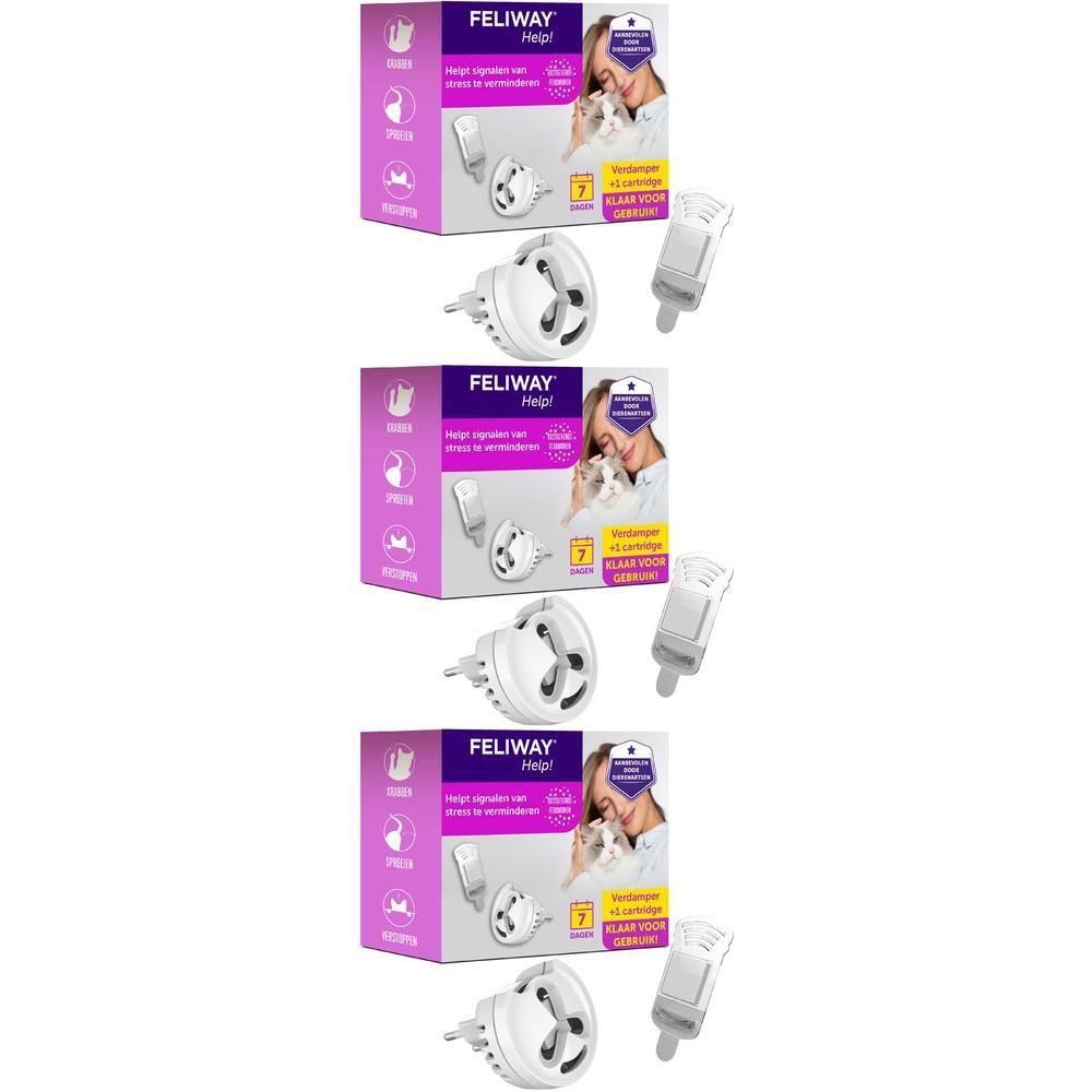 Drie FELIWAY Help! diffusers en navullingen voor 7 dagen.