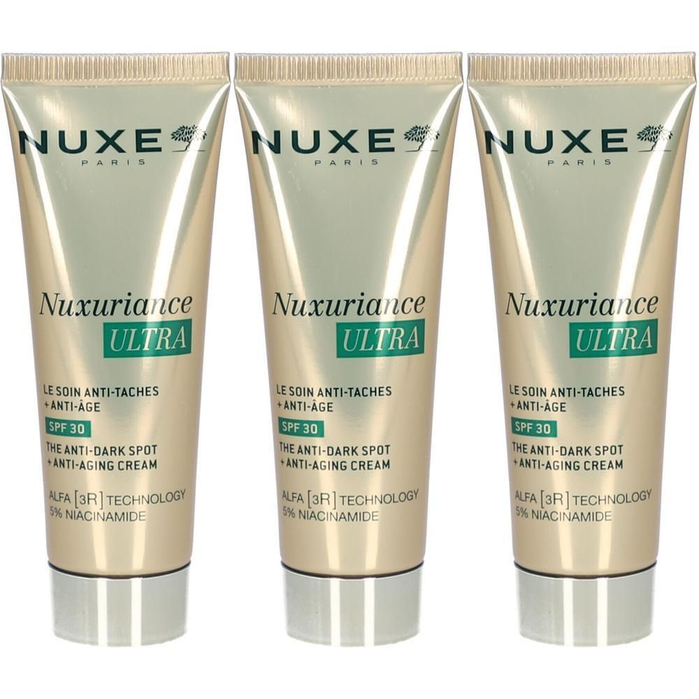 Drie Nuxe Nuxuriance Ultra SPF30 tubes. Anti-aging crème met SPF 30.