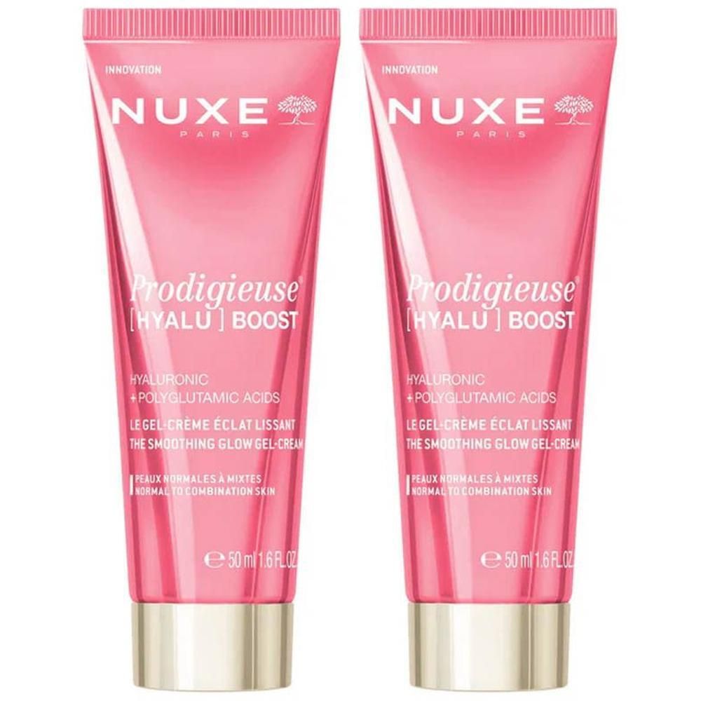 Deux tubes roses Nuxe "Prodigieuse Hyalu Boost". 50ml chacun.