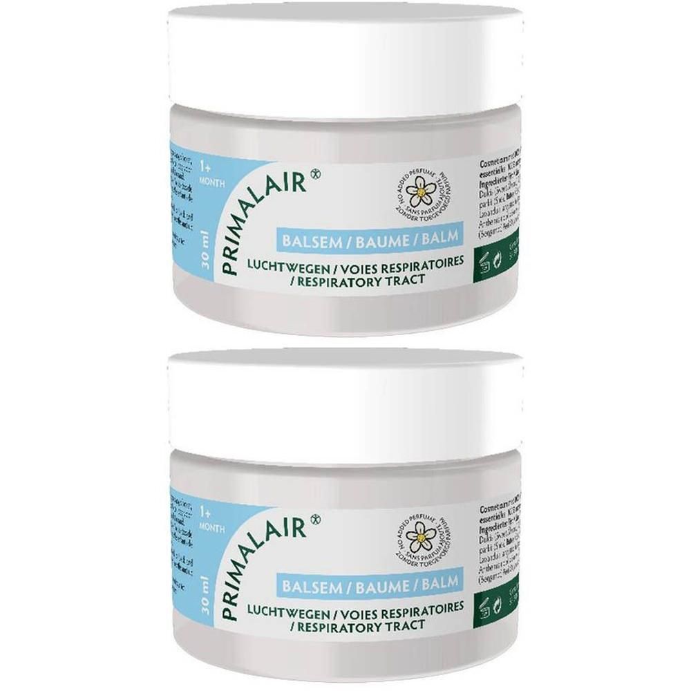 Twee Primrose Primalair balsem potjes van 30ml. Voor de luchtwegen.