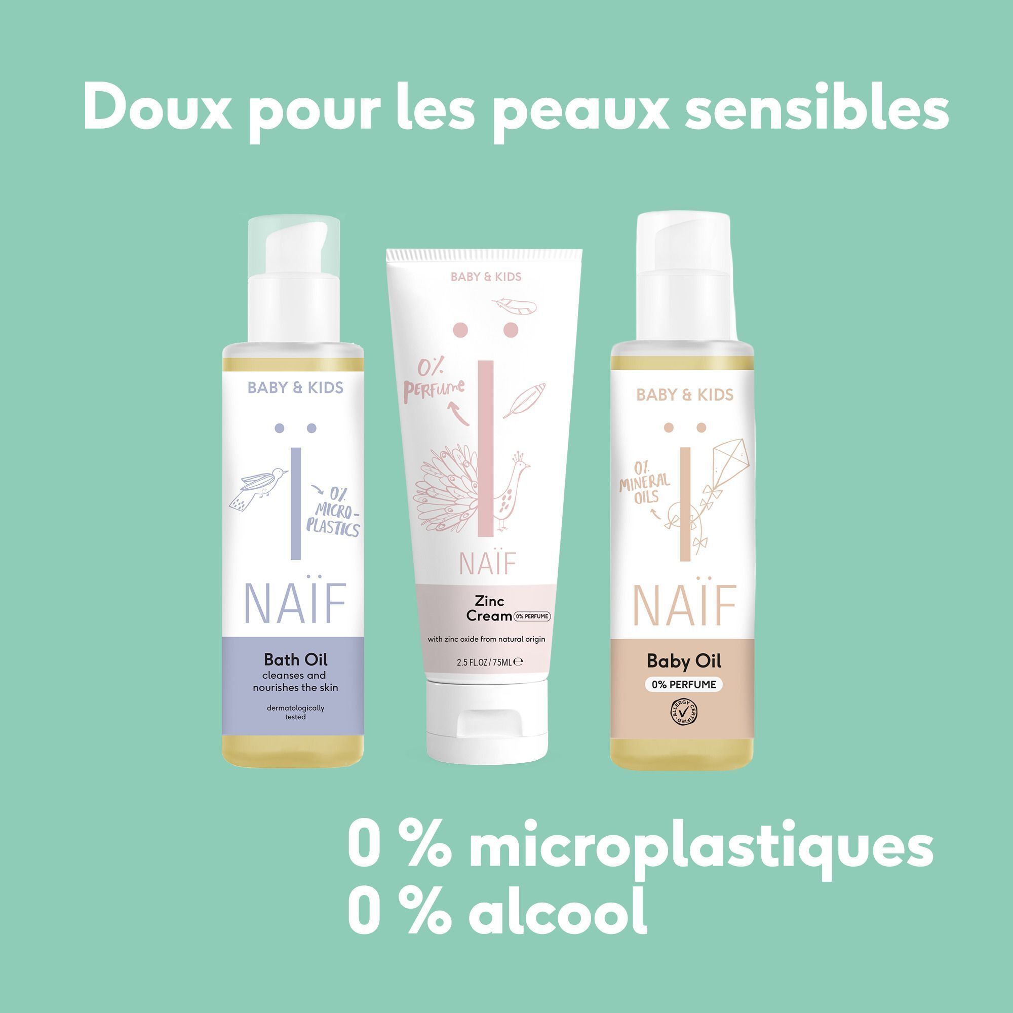 Avis pour l'huile pour bébé Naïf : 5 étoiles, commentaire client positif.