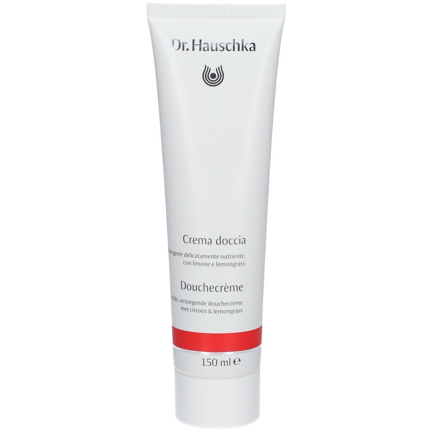 Witte Dr. Hauschka tube. Douchecrème met citroen & lemongrass. 150 ml.