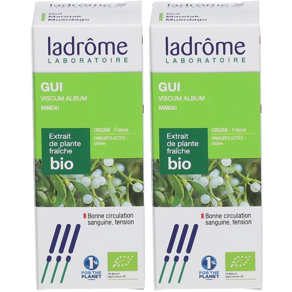 Deux paquets de Ladrôme Extrait de Teinture-Mère Gui Bio. Pour une bonne circulation sanguine et tension.
