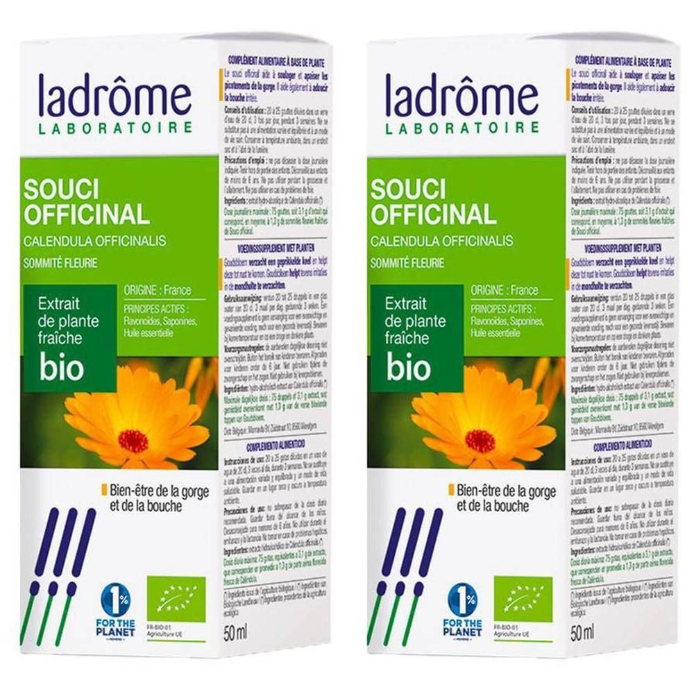 Twee verpakkingen Ladrôme Calendula officinalis Extract, 50ml.