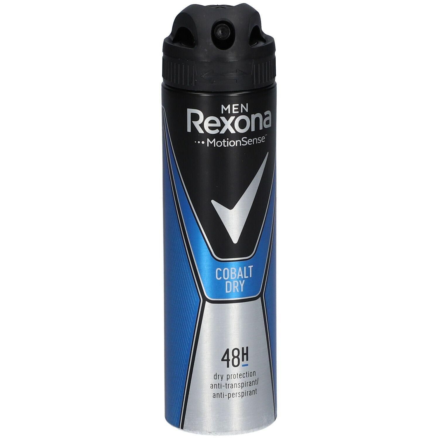 Rexona Men Cobalt Dry deodorant spray met 48 uur bescherming.