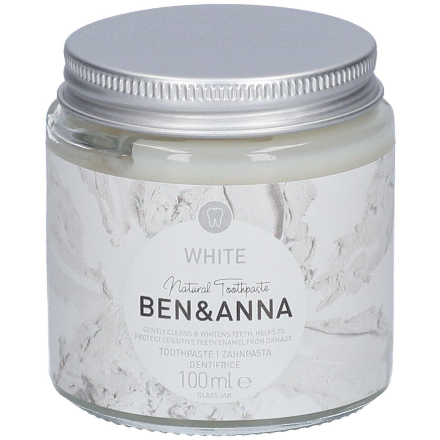 Ben & Anna White natuurlijke tandpasta in glazen pot. 100ml.
