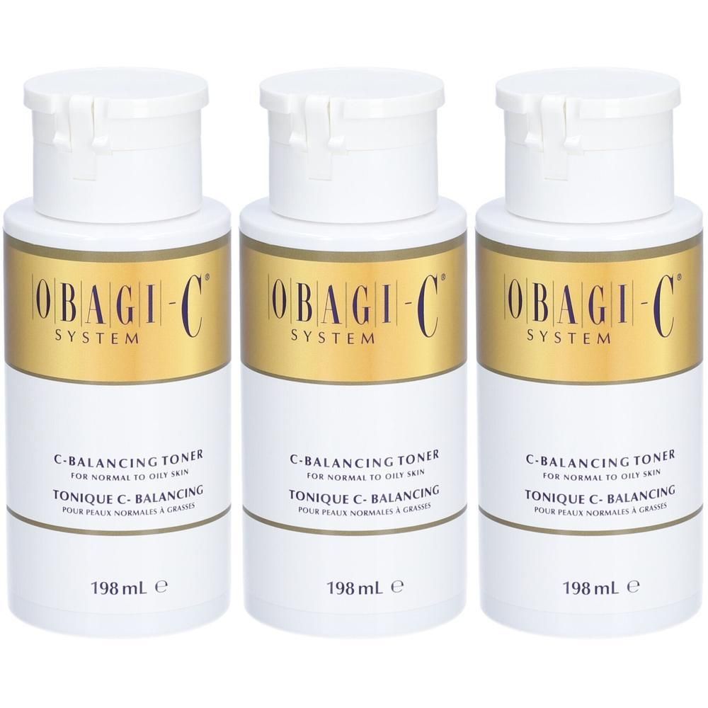 Trois flacons de Obagi-C C-Balancing Toner, 198 ml chacun.