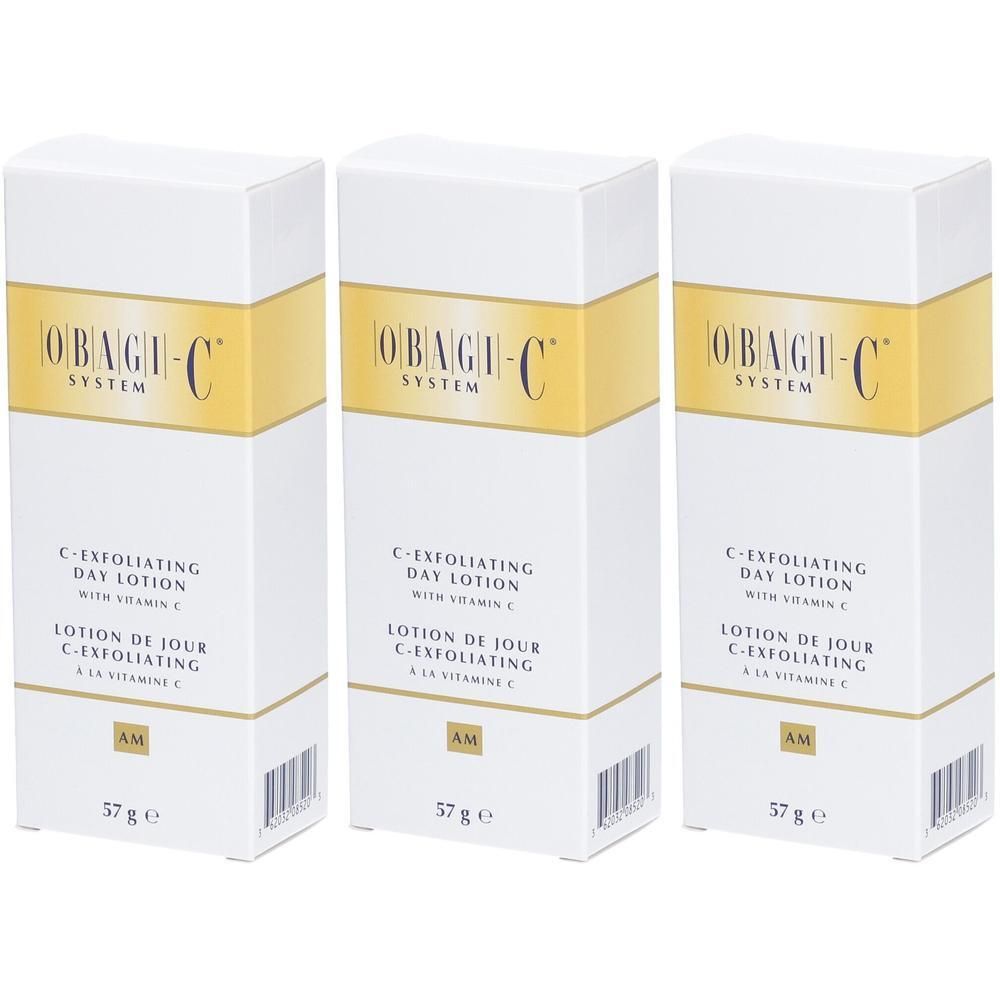 Drie dozen OBAGI-C C-Exfoliating Day Lotion met Vitamine C, 57g.