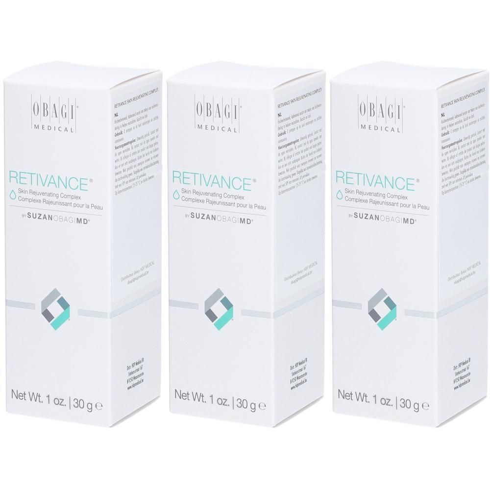 Trois boîtes OBAGI MEDICAL Retivance Skin Rejuvenating Complex, 30g chacune.