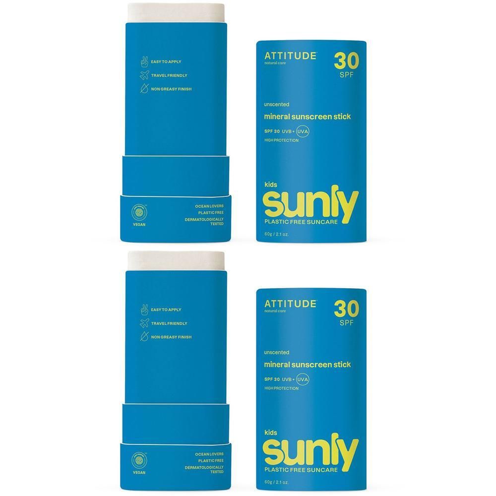 ATTITUDE Sunly Zonnebrandstick voor kinderen, SPF 30, mineraal, geurloos.