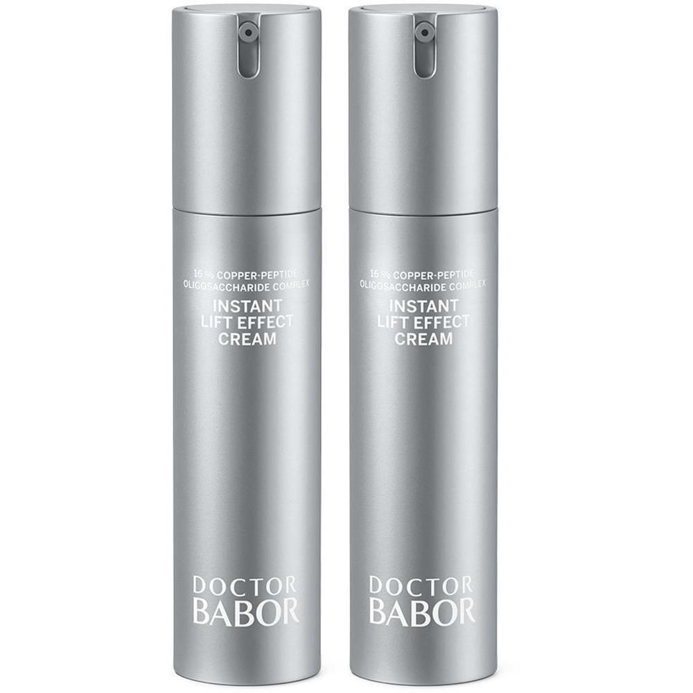 Deux flacons argentés de Doctor Babor Crème à Effet Lifting Instantané.