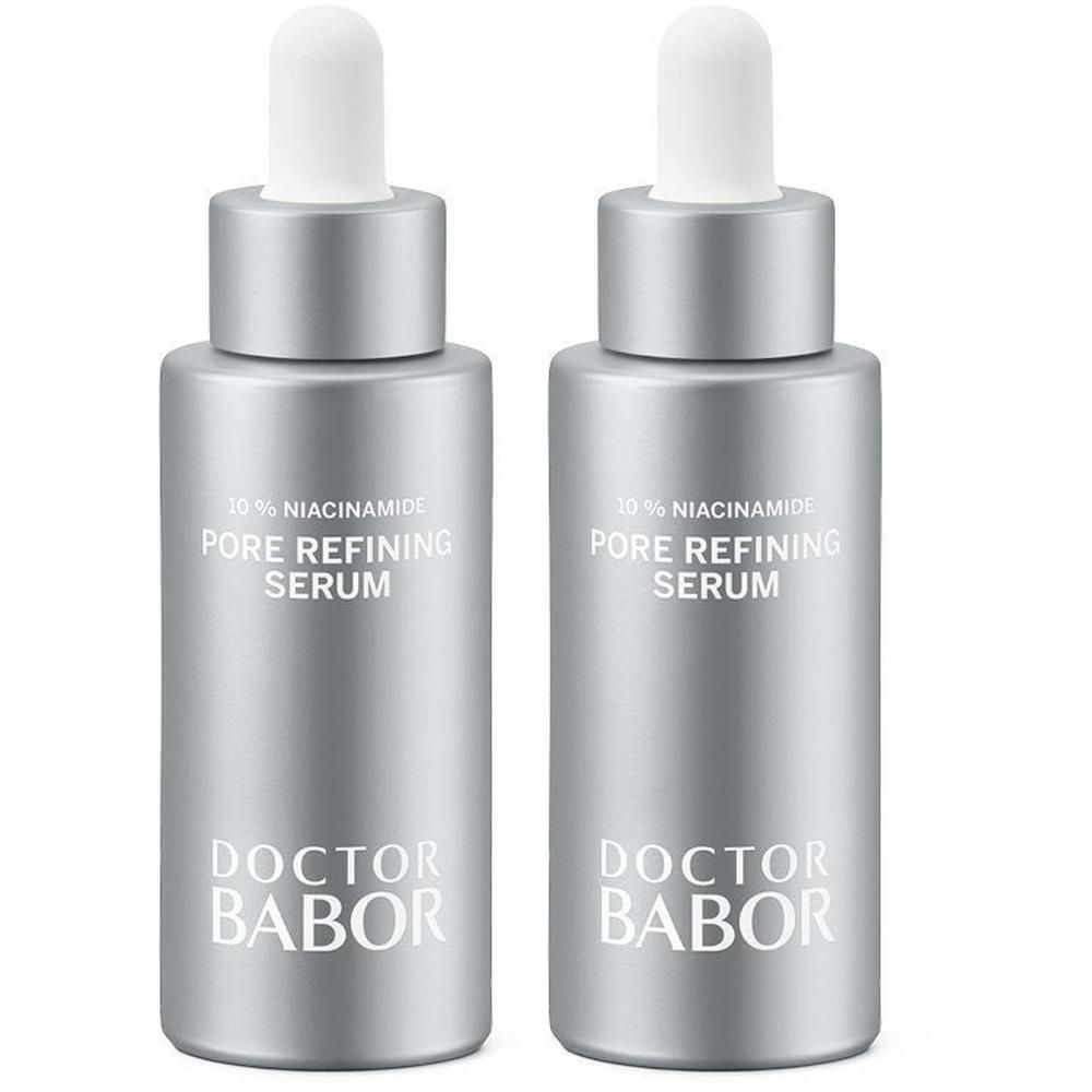 Twee flacons Doctor Babor Pore Refining Serum met 10% niacinamide.