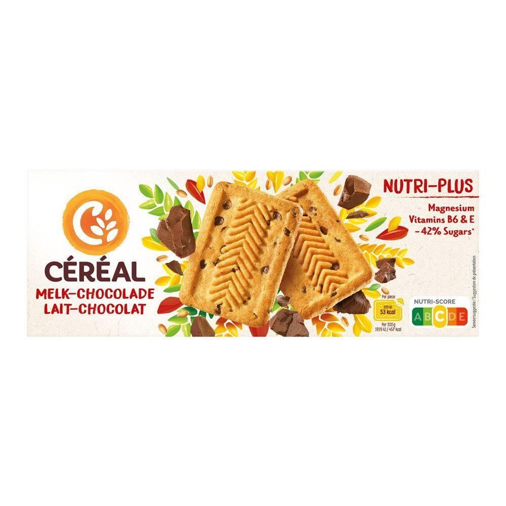 Rechthoekige koekjes met chocoladestukjes en een zigzagpatroon.
