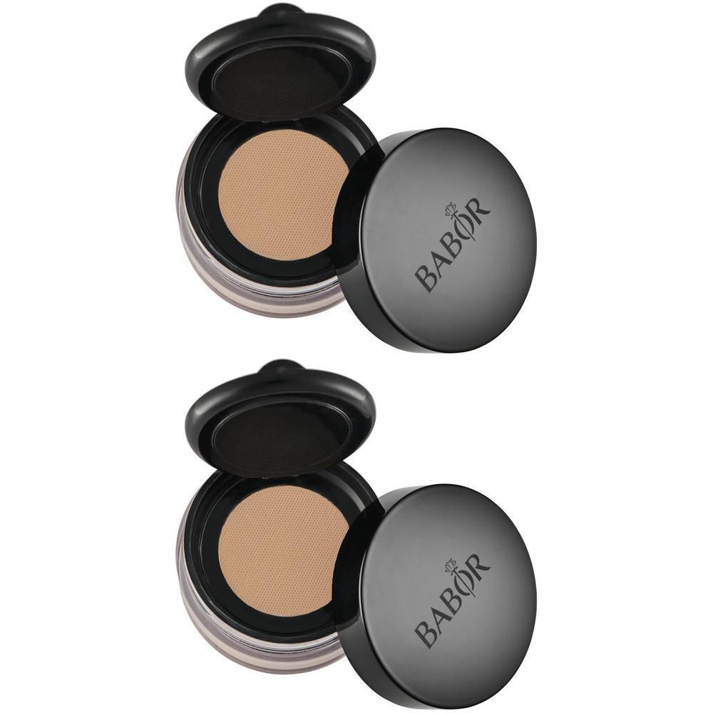 Deux Babor Mineral Powder Foundation beige moyen, ouverts.