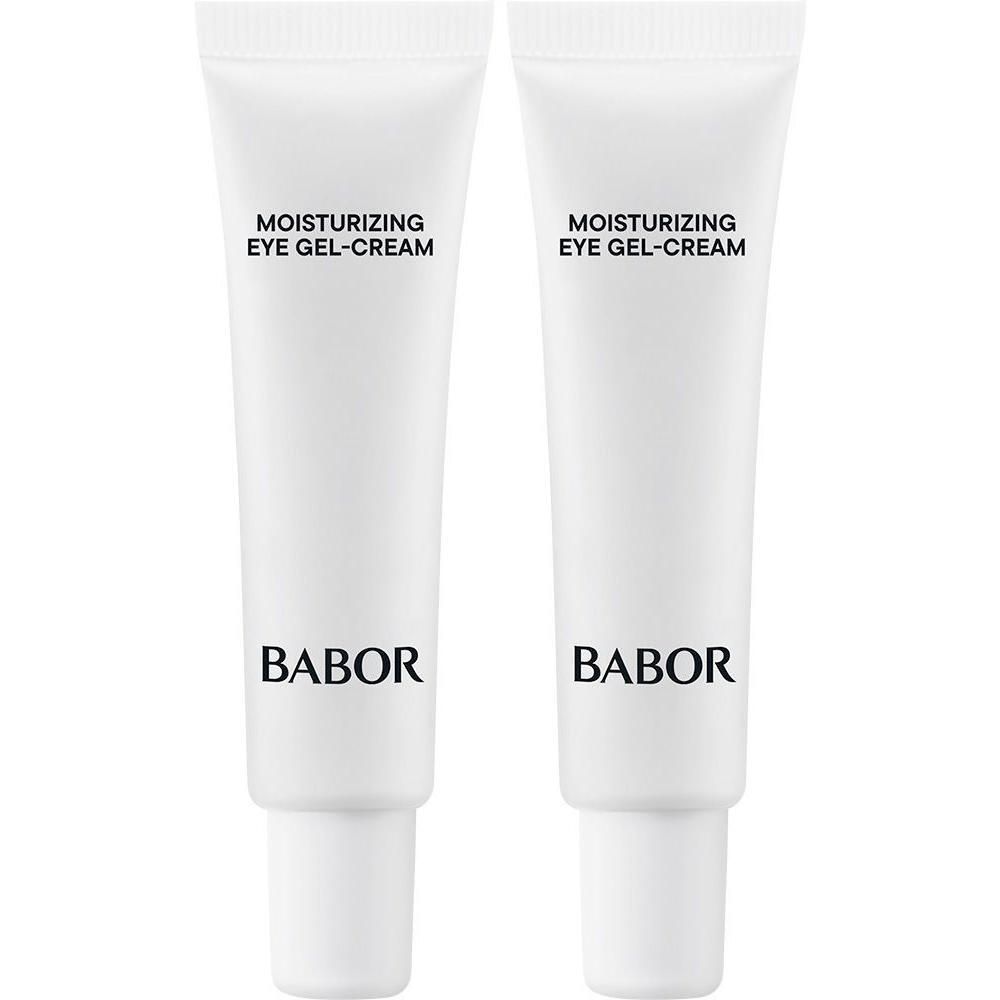 Twee witte tubes Babor Moisturizing Eye Gel-Cream.