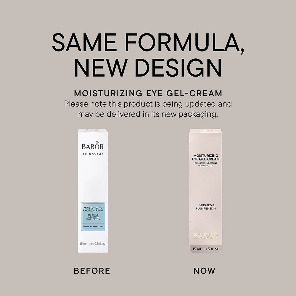 Vergelijking van oude en nieuwe verpakking van Babor Moisturizing Eye Gel-Cream.