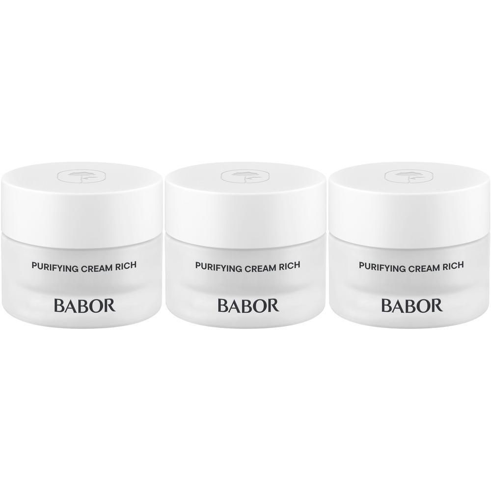 Trois pots blancs de BABOR PURIFYING CREAM RICH.