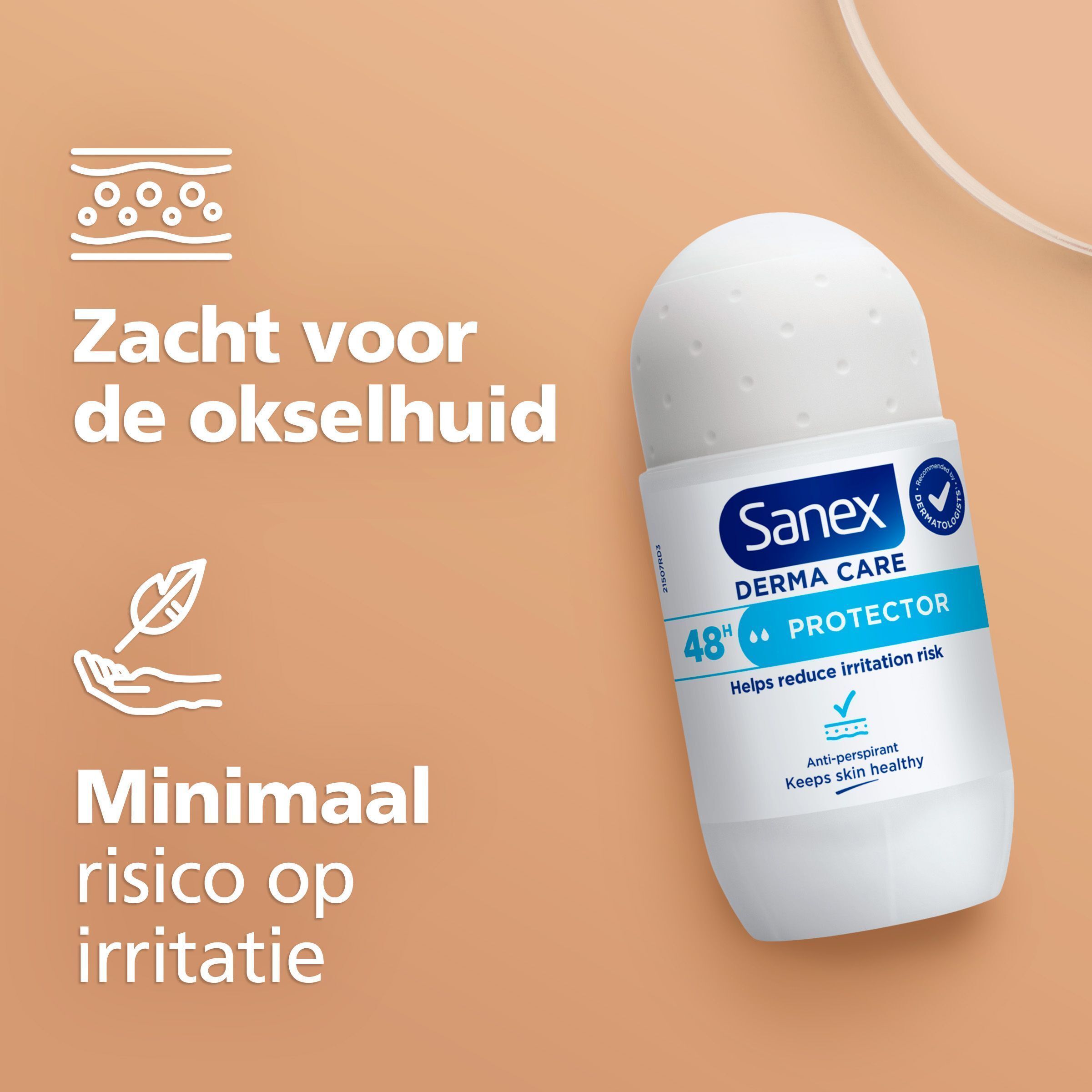 Sanex deodorant respecteert de huidbarrière, anti-irritatie formule.