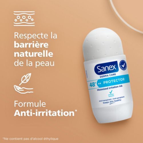 Sanex Derma Care respecte la barrière naturelle de la peau. Formule anti-irritation.