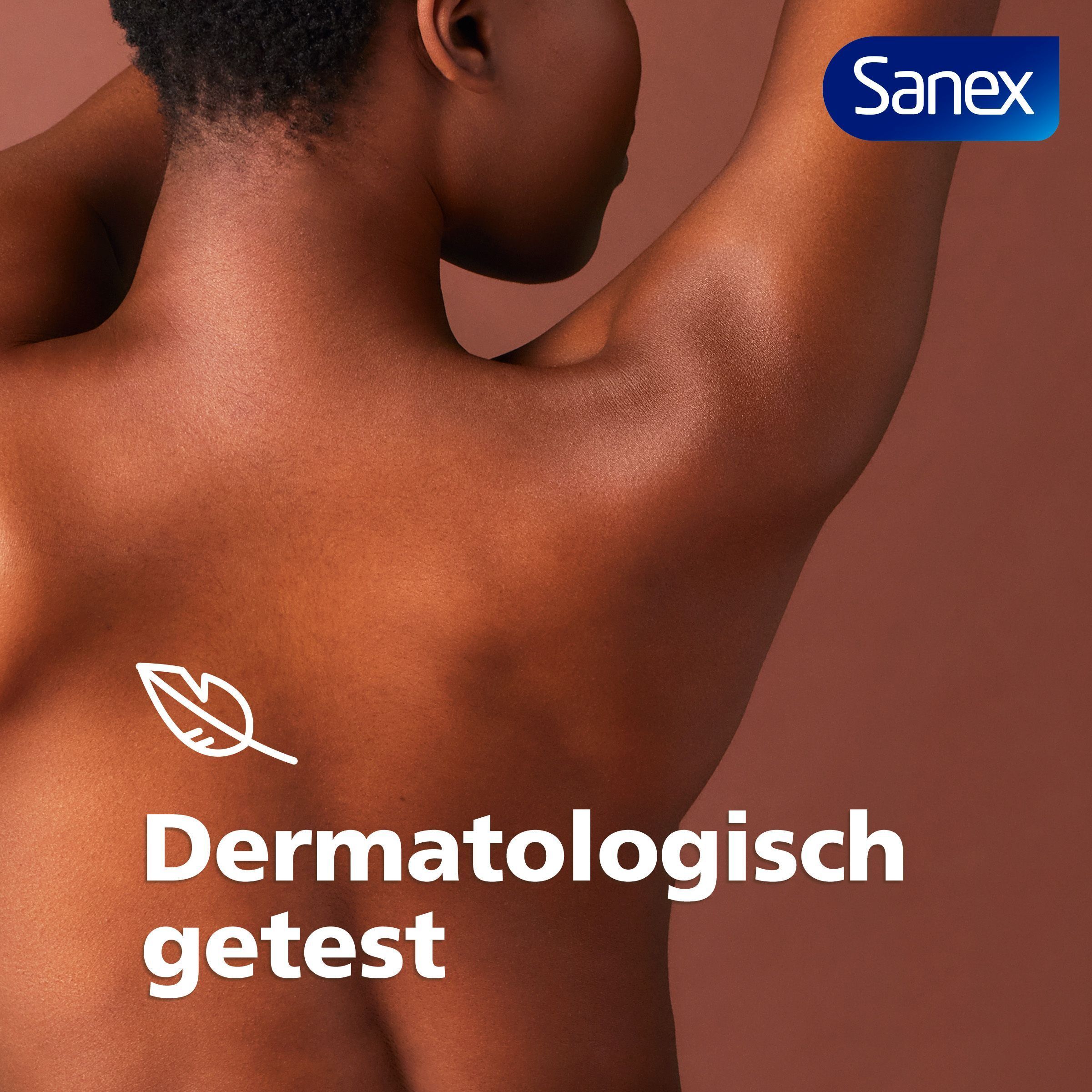 Sanex: Meer dan 94% van de testers bevestigt geen branderigheid of irritatie.