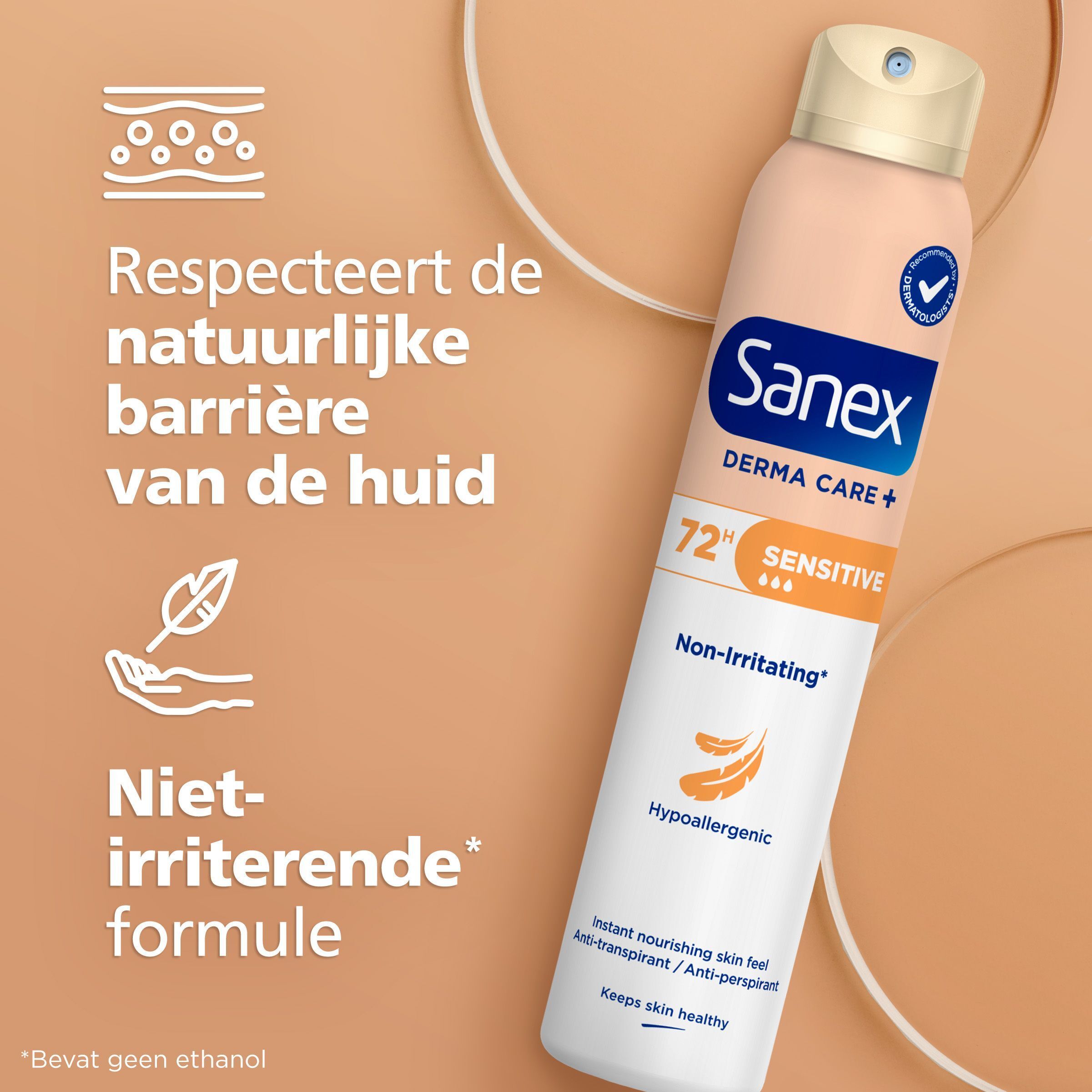 Sanex Derma Care+ Sensitive: Respecteert de natuurlijke huidbarrière.
