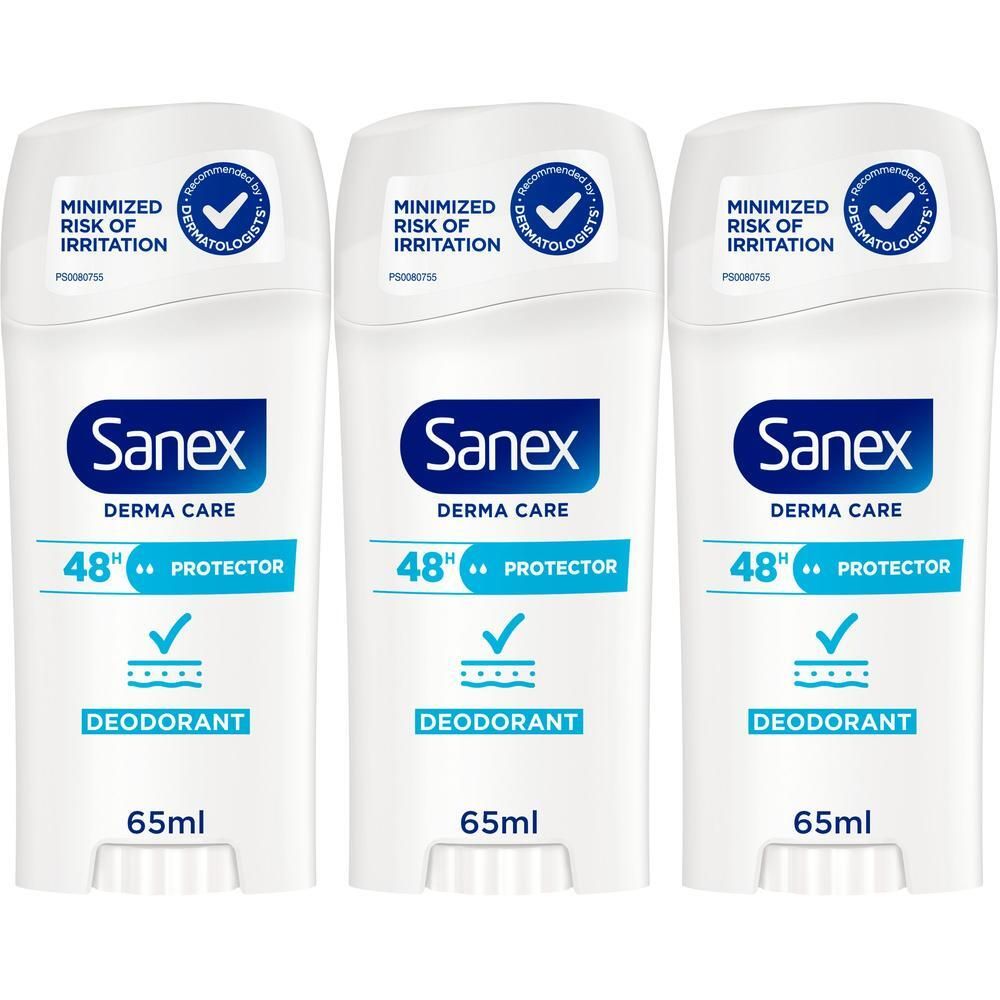 Trois sticks déodorants Sanex Dermo Protector, 65ml.