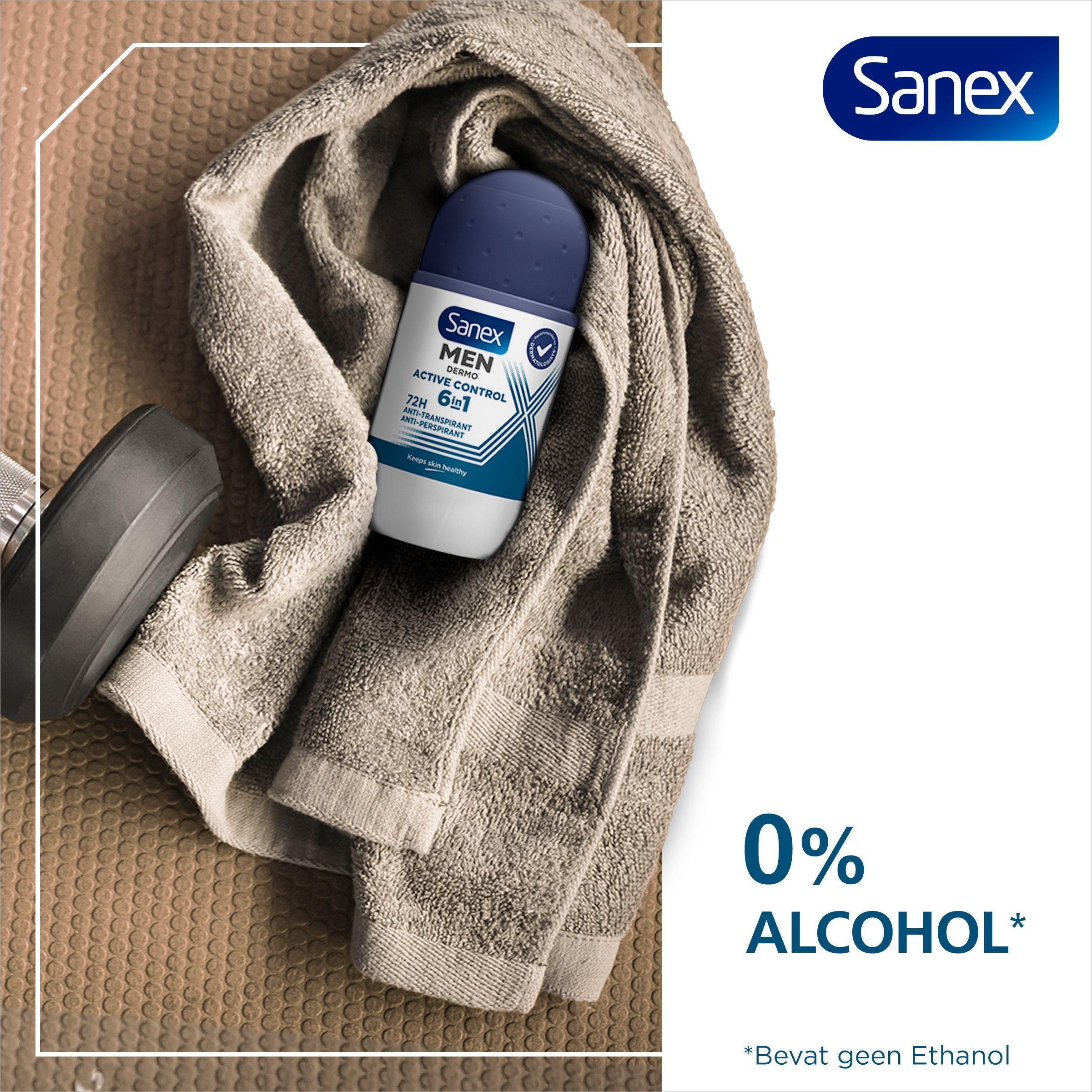 Een stel omhelst elkaar. Sanex Men Active Control is zacht voor de huid.