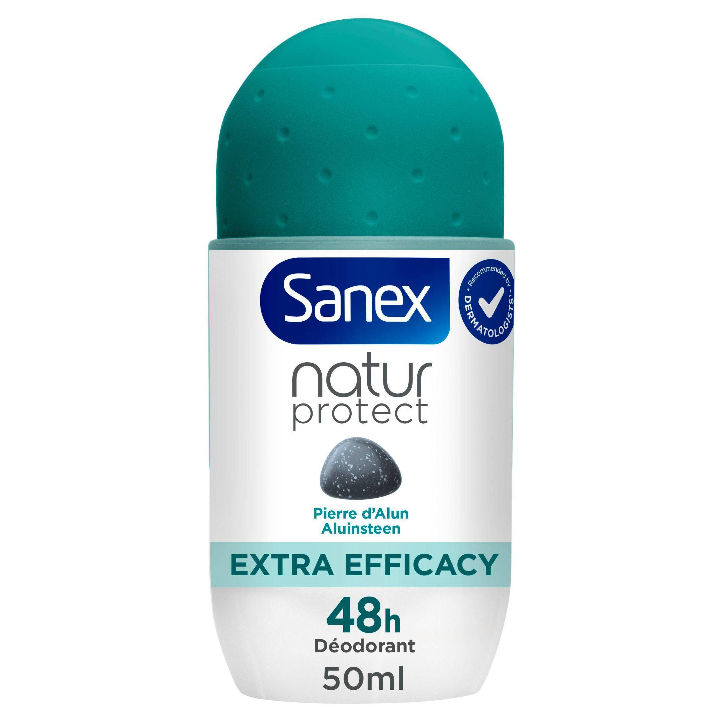 Sanex Natur Protect Roll-on Deodorant met aluinsteen, 48 uur bescherming.