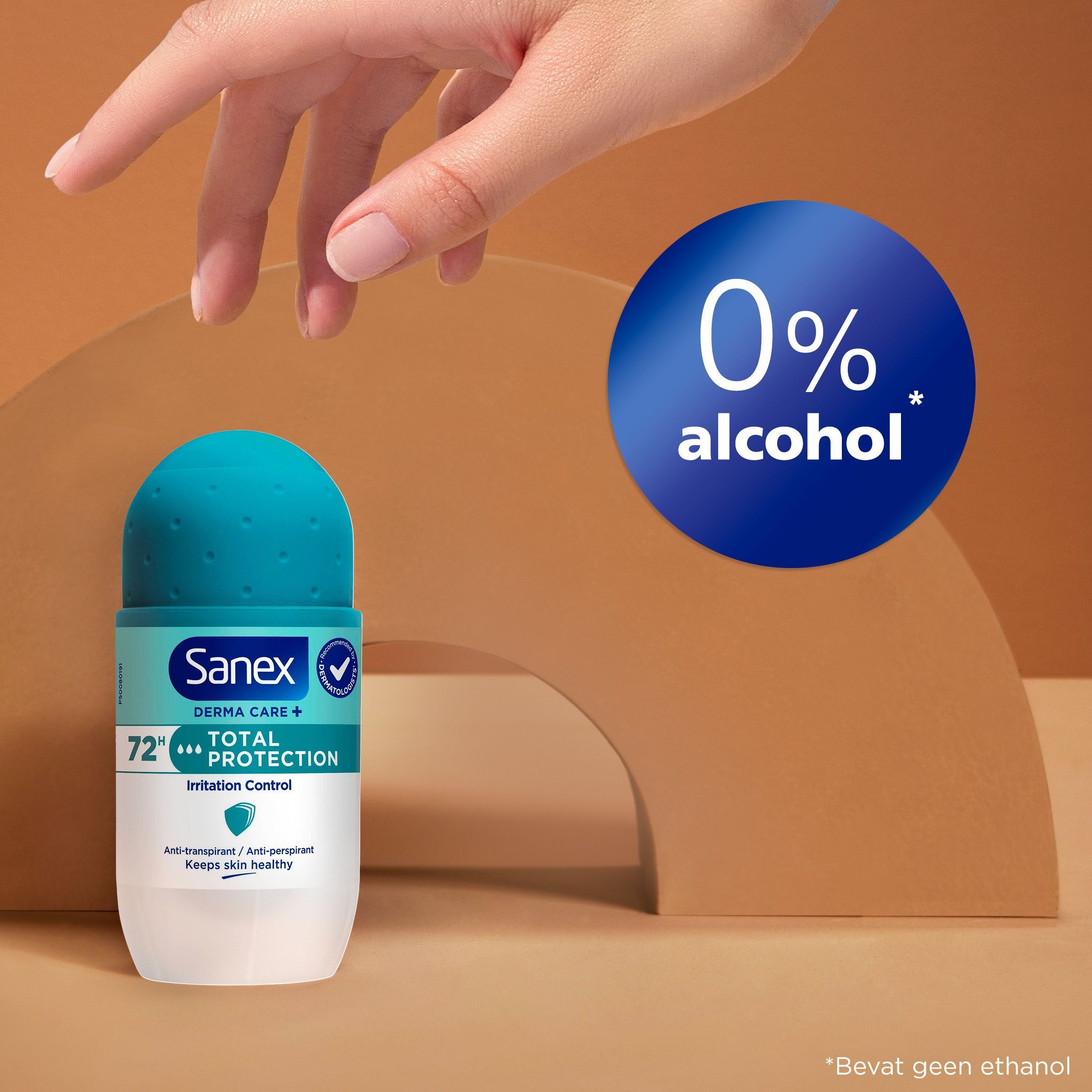Sanex: 0% alcohol. Anti-transpirant roller.