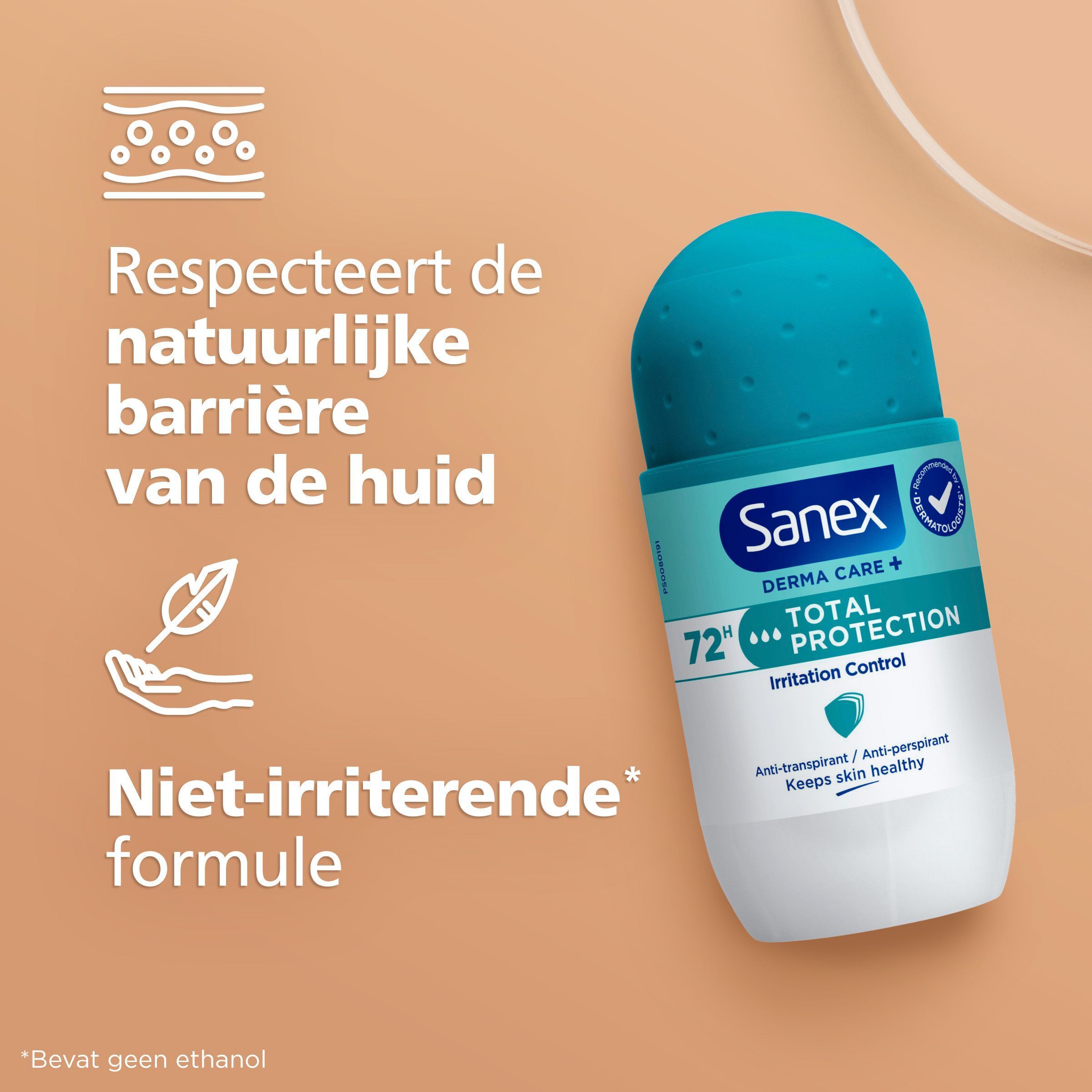 Sanex: Respecteert de natuurlijke huidbarrière. Niet-irriterende formule.
