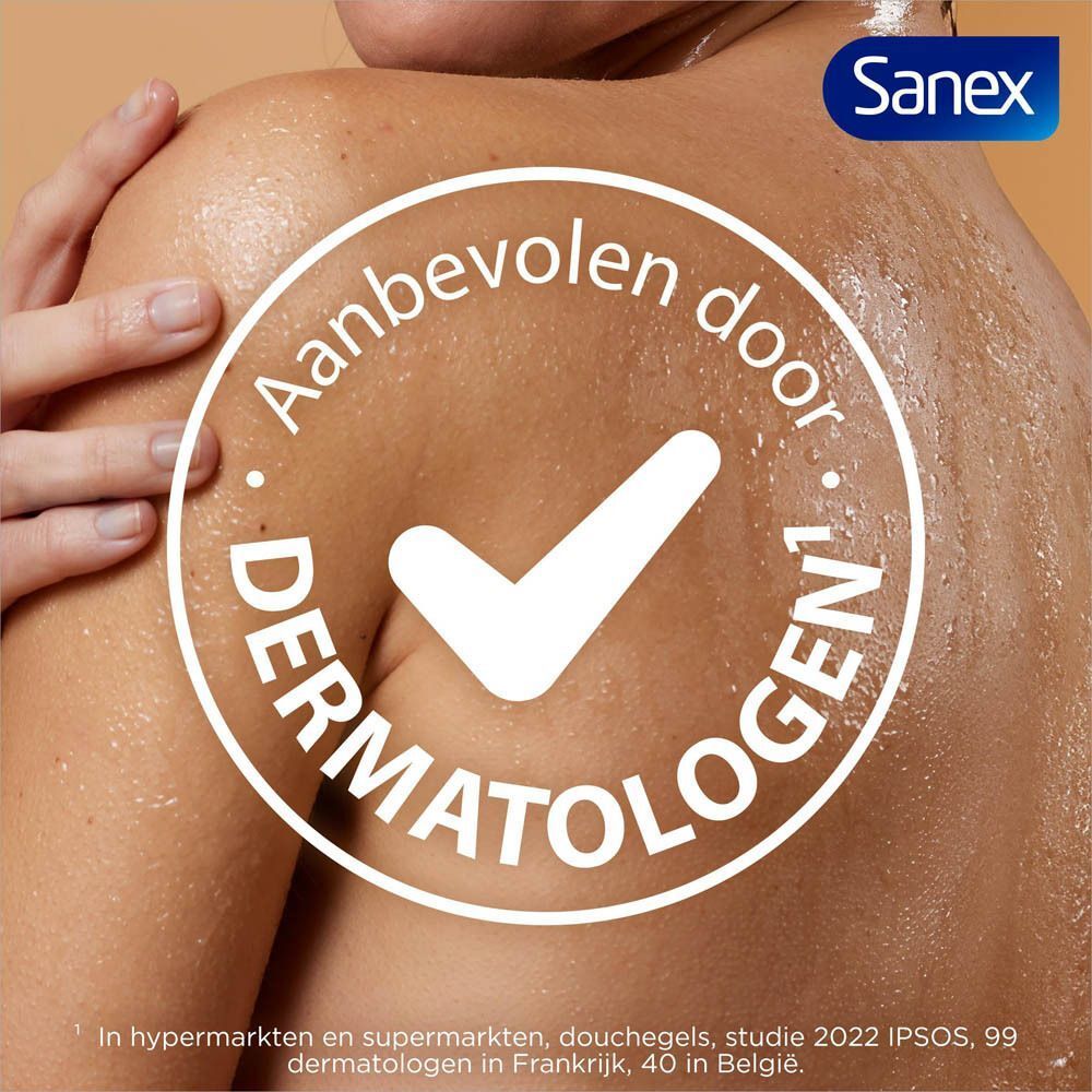 Sanex douchegel, aanbevolen door dermatologen.