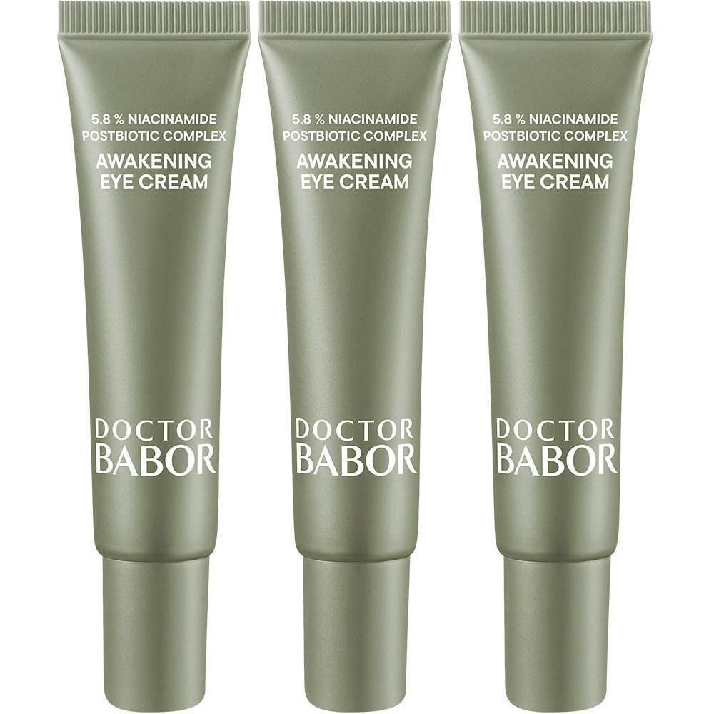 Trois tubes de Doctor Babor Microbiomic Awakening Eye Cream, Complexe Postbiotique 5.8% Niacinamide.