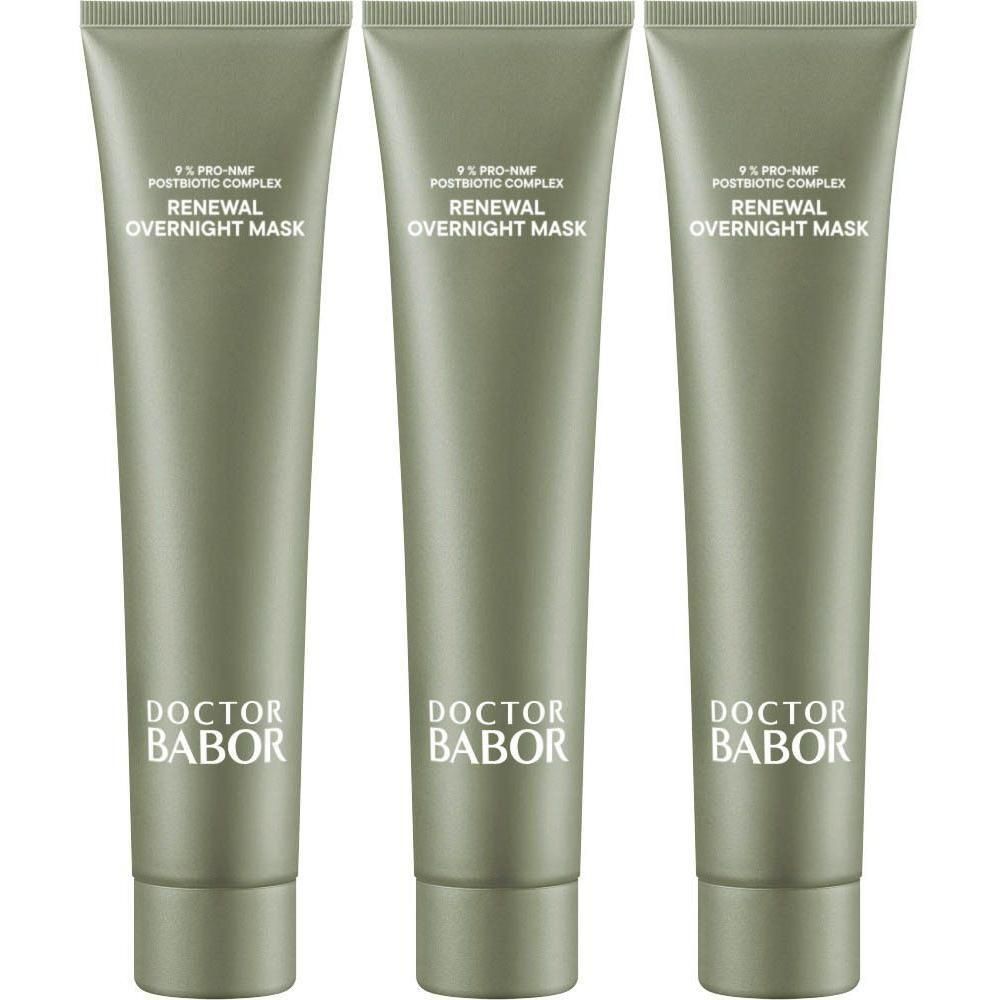 Trois tubes de Doctor Babor Microbiomic Renewal Overnight Mask.