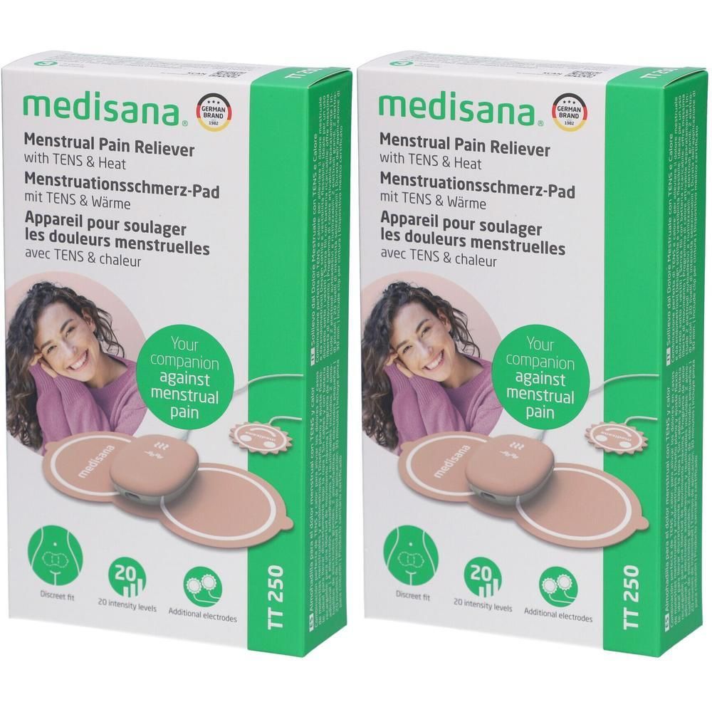 Twee pakken Medisana TT 250 Menstruatiepijnverlichter met TENS & Warmte.
