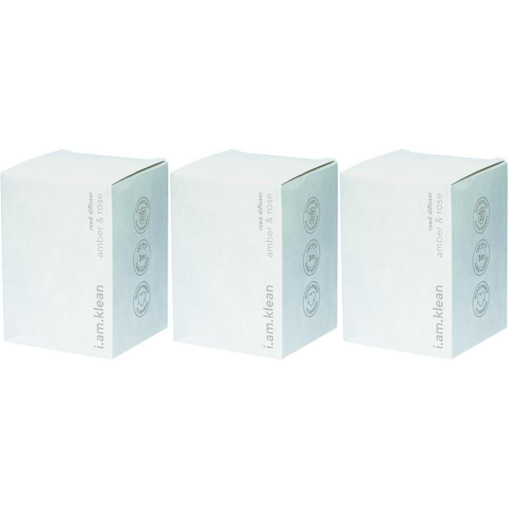 Drie witte i.am.klean® dozen voor diffuser, geur Rose & Ambre.