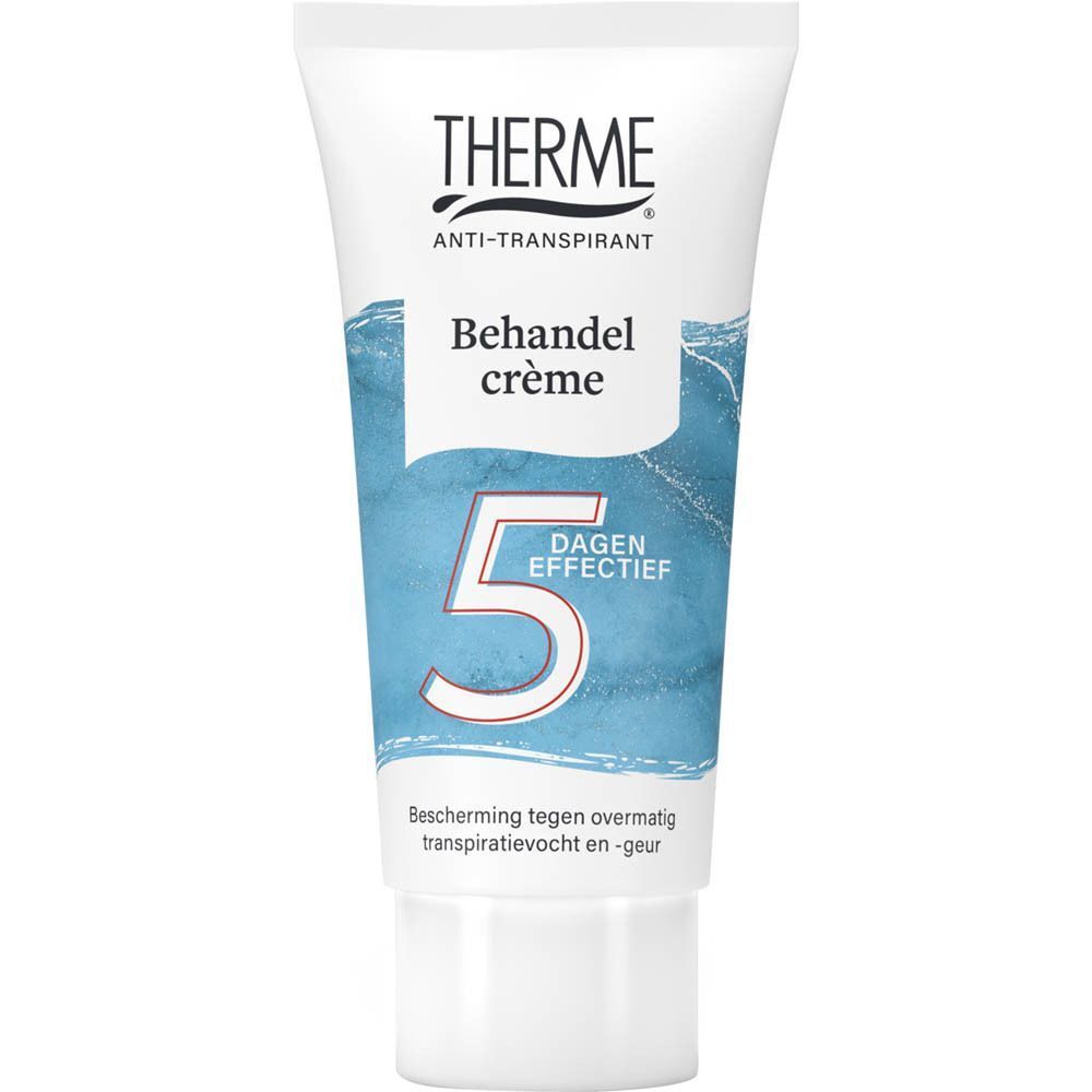 Tube Therme Anti-Transpirant Behandelcrème, '5 dagen effectief'.